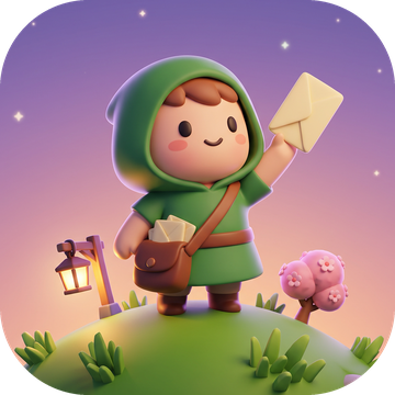 The Dear Pebble app icon: a courier on a tiny planet holding up a letter